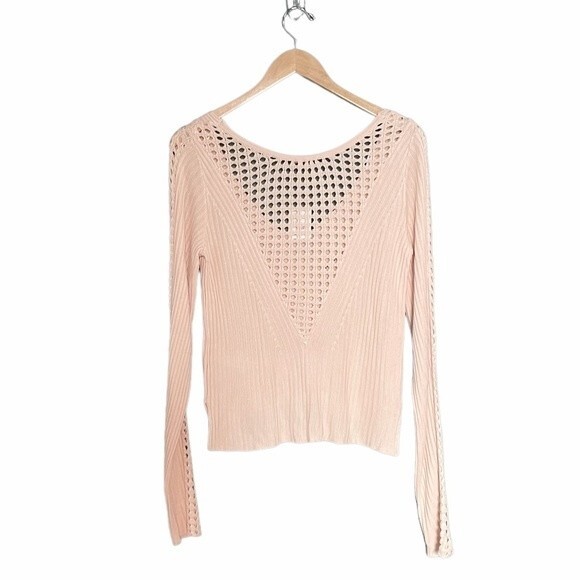 NWT Free People Starlight Ribbed Boho Tunic Open Knit Sweater Cream Size XS NEW - Picture 4 of 13